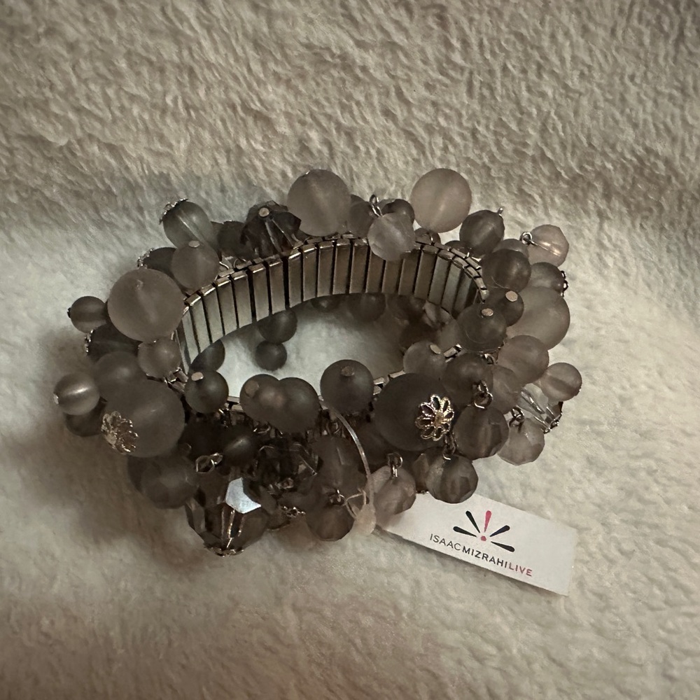 Silver beaded stretch bracelet